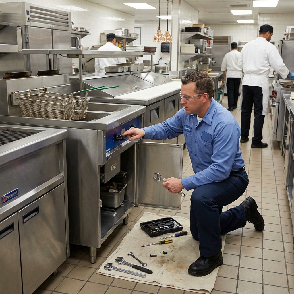 Memphis ice machine repair technician servicing commercial ice maker